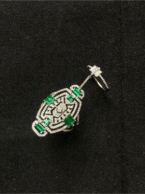 APM Emerald & White Crystal Statement Drop Earring - Green